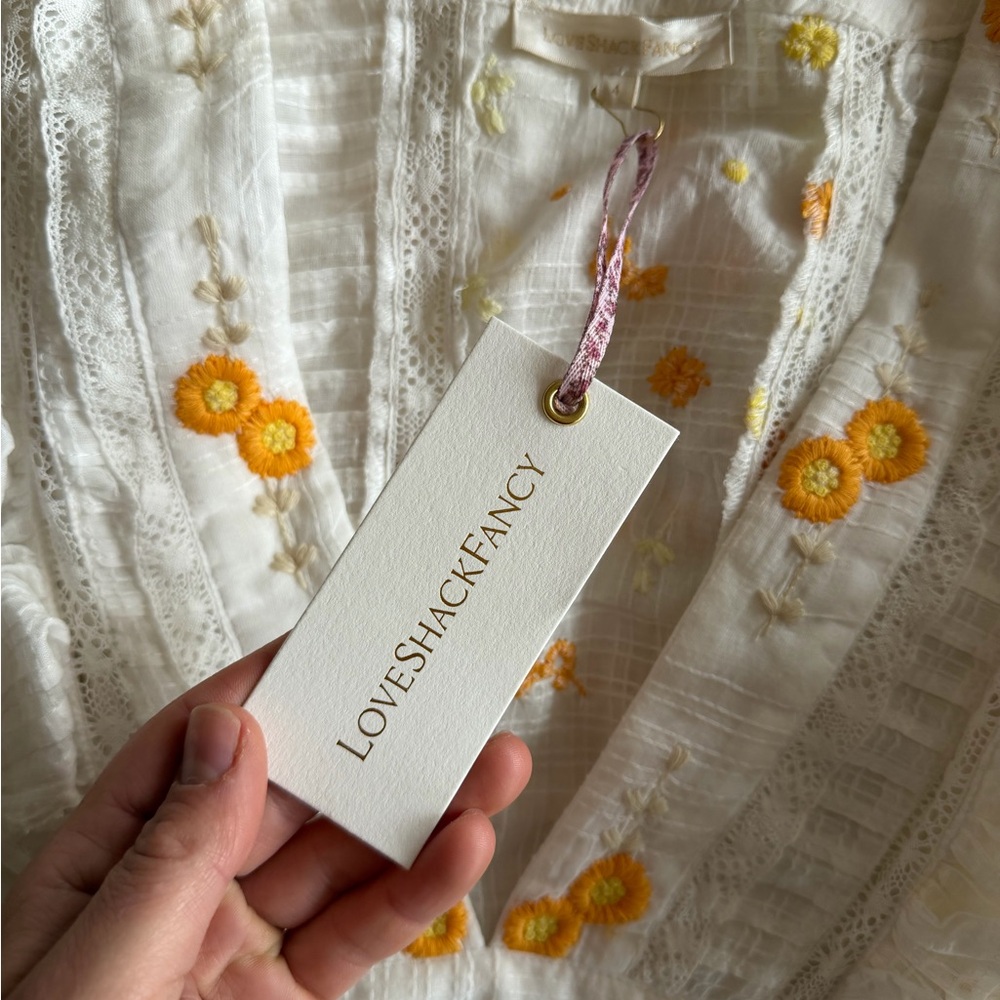 NWT LoveShackFancy Cortland Maxi Dress Antique White Size 4 Floral Lace - Picture 14 of 15